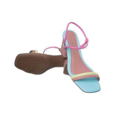 Imagem de Sandália Feminina Colorida Salto Bloco Quadrado Fresh Neon - Lancellot