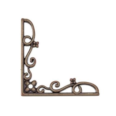 Imagem de Cantoneira Fina Flor Pequena 4 Peças Decoração Caixas Enfeite - Metall