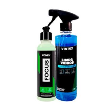 Imagem de Kit Focus 240ml Polidor e Remove Chuva Ácida De Vidros E Espelhos + Limpa Vidros 500ml Vonixx
