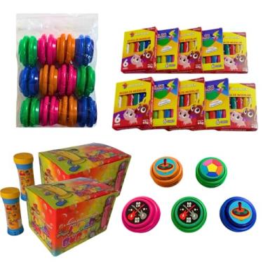 Imagem de Kit Brinquedo 30 Massinha de Modelar + 30 Bolha de Sabão + 30 Ioio Colorido