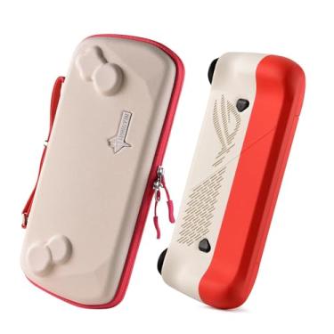 Imagem de UYIYE Capa protetora para Asus ROG Ally X 2024, capa rígida de 360°, antiderrapante, revestimento antisuor (branco + capa vermelha + bolsa)