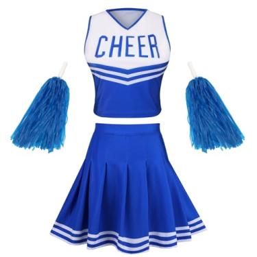 Imagem de AGCOAH Cheerleader Uniform Costume for Women Tenns Adult Crop Top Cheer Outfit Halloween Party Cosplay Blue M