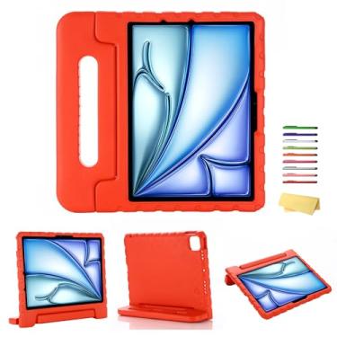 Imagem de UUcovers Capa infantil para iPad Air de 11 polegadas M2 (2024), com alça giratória/suporte/porta-lápis/suporte giratório dobrável de 180 graus, à prova de choque, fofa de espuma vinílica acetinada,