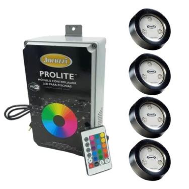 Imagem de Kit 4 Led Piscina JWAY20 9W Rgb + Controlador JMCW04 Jacuzzi