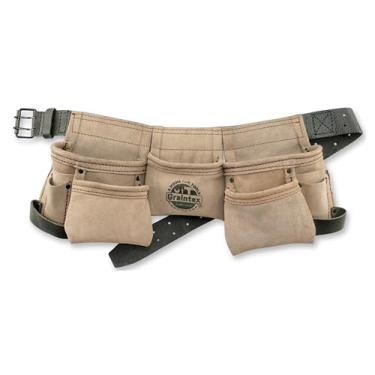 Imagem de Graintex Ds2243 :: Cinto De Ferramentas Infantil Com 9 Bolsos, Camurça Bege, Autêntico, Avental Para Meninos E Meninas Reforma, Couro 3,8 Cm, Presilhas Martelo