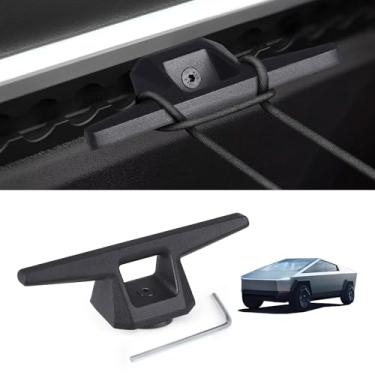 Imagem de CNSPEED Gancho de trilho L compatível com acessórios Tesla Cybertruck 2025 2024 2023, trilho de trilho de cama de aço resistente estilo OEM para acessórios Cybertruck (1 peça de ganchos)
