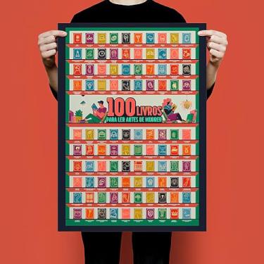 Imagem de Pôster Raspadinha 100 Livros Para Ler Antes de Morrer Metas Decoração Criativa Sem Moldura