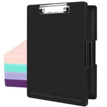 Imagem de SFLHHDM Pranchetas Com Compartimento, Prancheta De Armazenamento Clipe Perfil Baixo, Pasta Fichário A4 Abertura Lateral, Enfermagem À Prova D'Água, Escrita Suave Para Artigos Escritório (Preta)