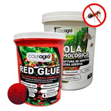 Imagem de Kit Cola Adesiva Red Glue 500ml Cola Entomológica 1kg  Monitoramento A