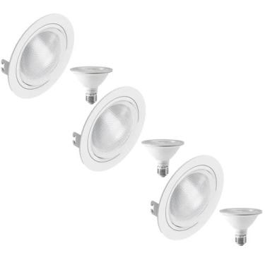 Imagem de 3 Spot Embutir Face Plana PAR30 + 1 Lâmpada LED 10W 6500K E27 - SAVE E