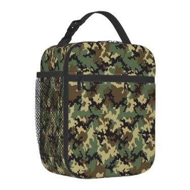 Imagem de GzLeyigou Camouflage Army Green Lunch Box Thermal Cooler Bento Tote Bags Portable Insulated Lunch Bag for Girls Boys School Women Men Beach Picnic Travel