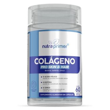 Imagem de Colágeno PRO Skin & Hair Nutraprimer 60 Cápsulas de 500mg– Colágeno Hidrolisado com Ácido Hialurônico, Biotina, Q10, Zinco, Selênio e Ácido Fólico