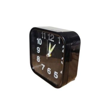 Imagem de Relógio de Mesa Quadrado Despertador Alarme Analógico Minimalista Deco