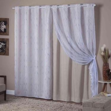 Imagem de Cortina Voil Estampada, 3,00 x 2,20 m, Decorativa para Sala e Quarto, Poliéster (FORRO AVELA GIOVANA)