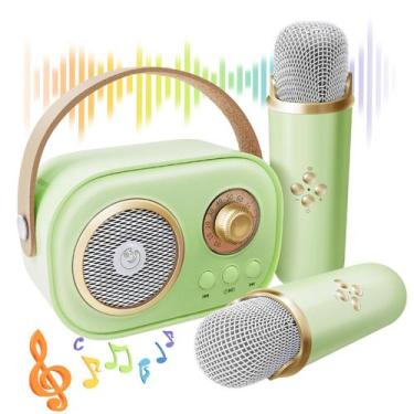 Imagem de Máquina de karaokê Eptchn Mini com 2 microfones sem fio Bluetooth