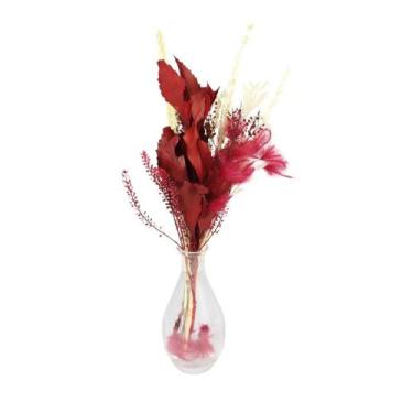 Imagem de Arranjo Floral Seco no Vaso de Vidro Decorativo - Transparente Liso - 