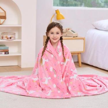 Imagem de Cobertor infantil Viviland Pink Unicorn Fleece 127x152cm