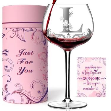 Imagem de Copo de vinho Gumry Personalizado Monogram Letter L 470ml