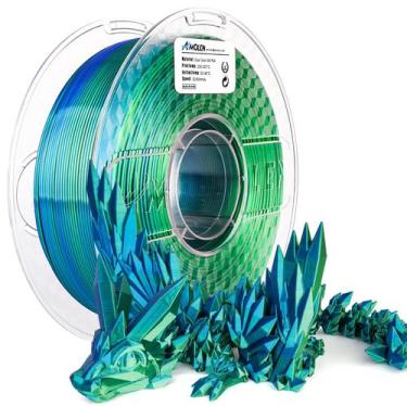 Imagem de Filamento de impressora 3D AMOLEN Silk PLA 1,75 mm azul verde 1 kg