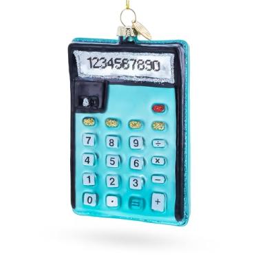 Imagem de Enfeite de Natal de vidro calculadora azul