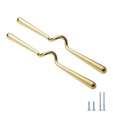 Imagem de Evionlin 2 peças 2 peças de puxadores de armário de liga de zinco em espiral de ouro brilhante puxadores de porta de armário de cozinha armário de banheiro