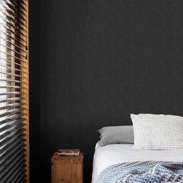 Imagem de HorryHaus Papel de parede texturizado preto, papel de parede de vinil autoadesivo removível para paredes, móveis e armários, papel de parede DIY para decoração de casa amigável para locatários um