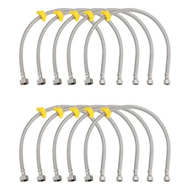 Imagem de Conector de torneira de 32 polegadas, mangueira flexível, aço inoxidável, trançado, linha de suprimento 1/5.1 cm FIP x 3/20.3 cm COMP conecta a pia da cozinha ao abastecimento de água, 10 peças