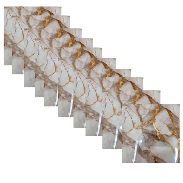 Imagem de Placa Adesiva Marmore 3D Kit 10 uni Papel de Parede Autocolante Obra Reforma Moderno Casa Banheiro Cozinha