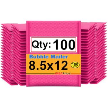 Imagem de iMBAPrice 21 x 30 cm, saco de polibolhas rosa choque, pacote com 100 envelopes acolchoados, tamanho médio, nº 2 (total de 100 sacos)