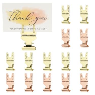 Imagem de PATIKIL 20 peças de clipes de sinalização, clipe de suporte de placa de metal, suporte giratório, suporte para exibição de etiquetas de preço de mercadoria de supermercado, varejo, roupas, ouro, ouro