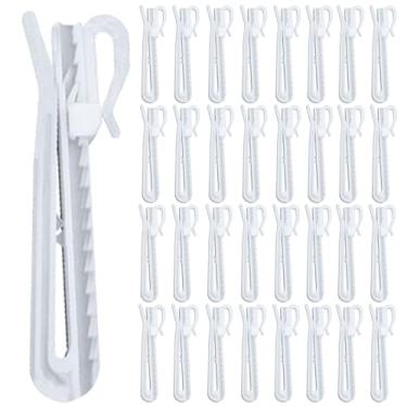 Imagem de ZeriLion 80 ganchos ajustáveis de cortina plissados de plástico resistente para cortinas de chuveiro de porta de janela (85 x 24 mm)