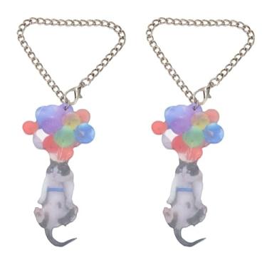 Imagem de Balão de gato pendurado decoração pingente bonito vívido carro pendurado ornamento com balão colorido para decorar bolsas mochilas bolsas material ABS 32 cm 2 peças