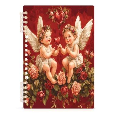 Imagem de Burbuja Caderno Cupids Roses, papel pautado universitário A5 com 60 folhas, fichário para escritório, 1 pacote