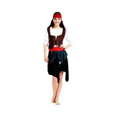 Imagem de Fantasia De Pirata Adulto Conjunto Capitão Jack Sparrow Roupas De Cosp