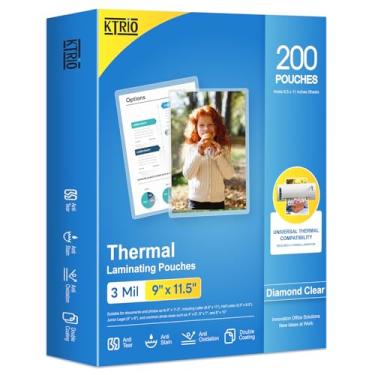 Imagem de Lençóis laminados Ktrio 21,5 x 28 cm, Bolsas de laminação térmica transparente Papel de laminação para laminador, tamanho de letra de canto redondo, 3 Mil, 200 Pack