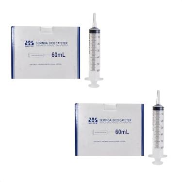 Imagem de Kit com 50 Seringas 60ml Desc sem agulha Bico Cateter