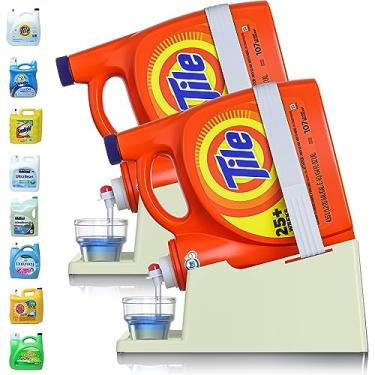 Imagem de Skywin Estação de sabão de lavanderia – 2 unidades de suporte de copo verde para sabão em pó, com inclinação inclinada para baixo para facilitar o despejo – coletor de sabão em pó com pés de borracha