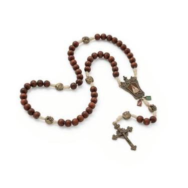 Imagem de Terço Do Promesseiro Nossa Senhora De Nazaré Contas Madeira 10mm Canel