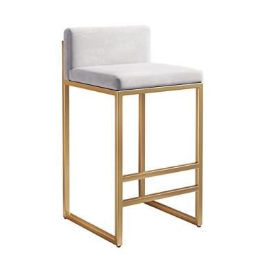 Imagem de Conjunto de 1/2 bancos de bar modernos de metal com apoio para os pés dourado veludo cadeiras de bar para ilha de cozinha
