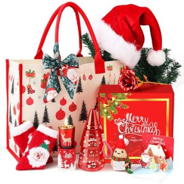 Imagem de Cestas de presente de Natal para mulheres, conjuntos de presentes de Natal para mãe, ela, esposa, namorada, pacote de cuidados para mulheres, presentes exclusivos de aniversário, cesta de presentes de