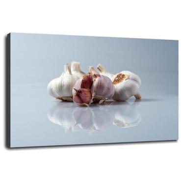 Imagem de 912 Arte de parede de alho impressão em tela saudável pôster de comida para casa conjunto de 1 decorações com moldura 91,4 cm x 61 cm