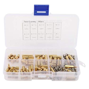 Imagem de KIMISS 180pcs M2.5 Conjunto de Parafusos de Porca de Pilar Espaçador de Latão Com Armazenamento Caso para Soluções de Montagem Versáteis