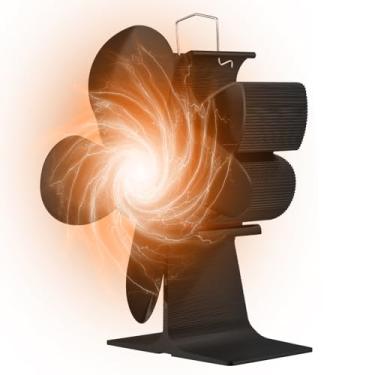 Imagem de ZJchao Ventilador de Fogão Movido a Calor de 4 Lâminas, Ventilador de Calor Borboleta Portátil Com Alça de Transporte e Proteção contra Superaquecimento para Lareira de Madeira (BLACK)