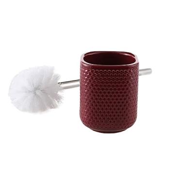 Imagem de Conjunto de escova de vaso sanitário de cerâmica para banheiro escova de vaso sanitário escova de limpeza de vaso sanitário cabo longo suporte de escova de vaso sanitário esfregão de banheiro