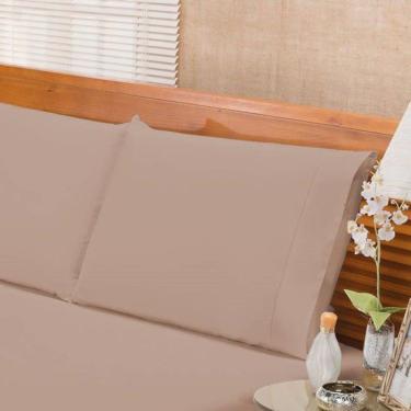 Imagem de Jogo De Cama Ponto Palito Percal 180 Fios Elegance Queen 03 Peças - Caqui
