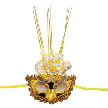 Imagem de Máscara de cosplay, capa de meio rosto floral de plástico luminoso dou