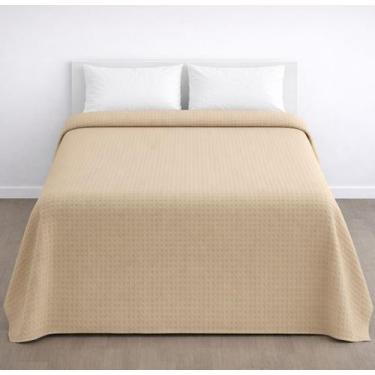 Imagem de Colcha Queen Algodão Piquet Favo Hotel 260x240 cm Gênova Teka, Bege