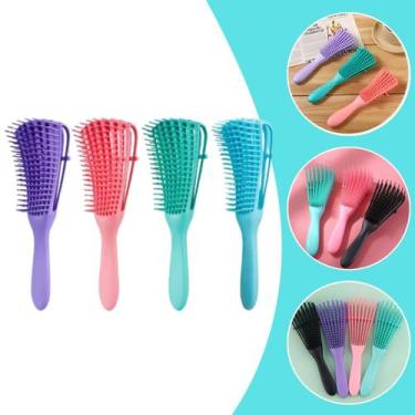 Imagem de Kit 4 Escova Pente Polvo Cabelo Cacheado Crespo Desembaraçar - Importa