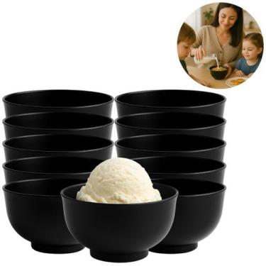 Imagem de 10 Tigela Bowl Oriental 400ml Melamina Preta Japonesa - Clink
