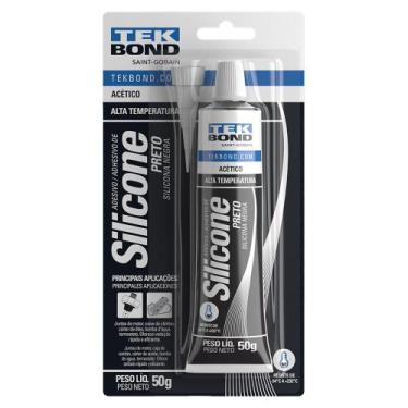 Imagem de Kit 10un Silicone Alta Temperatura 50g Acético Preto - TEK BOND